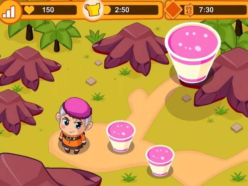 Sweet Lassi Trek gameplay showing character collecting lassi cups